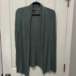 Express Women's Green Open-Front Cardigan
